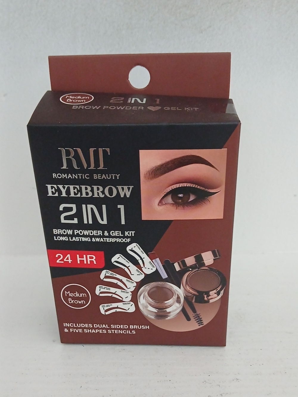 RMF Romantic Beauty Eyebrow 2 in 1 Brow Powder & Gel Kit - Medium Brown